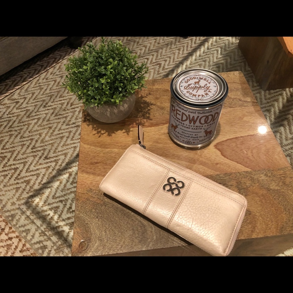 Coach Accordion Zip Wallet Metallic Sand